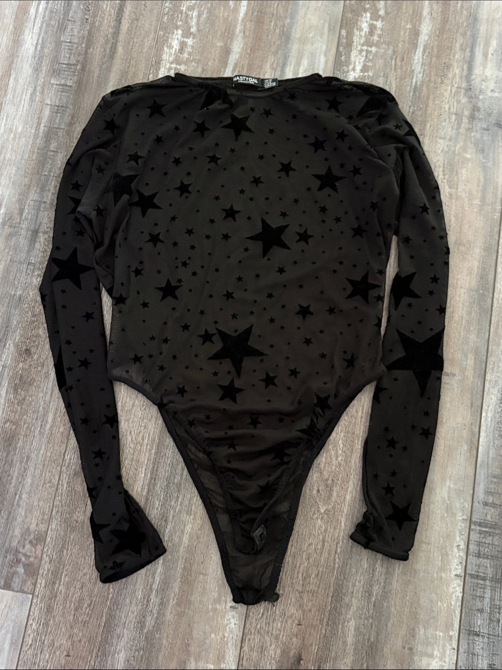 Nasty Gal Mesh How Star will you go Long Sleeve Bodysuit - Picture 9 of 10